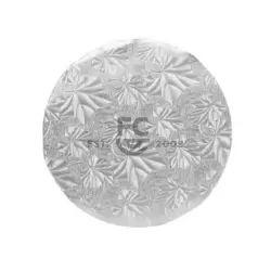 10 Inch Round Silver Embossed 1/4" Cake Board
