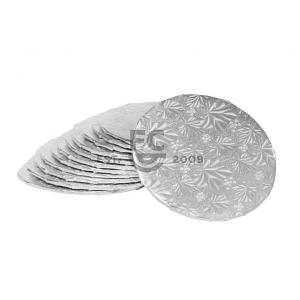 10 Inch Round Silver Embossed 1/4" Cake Board 300