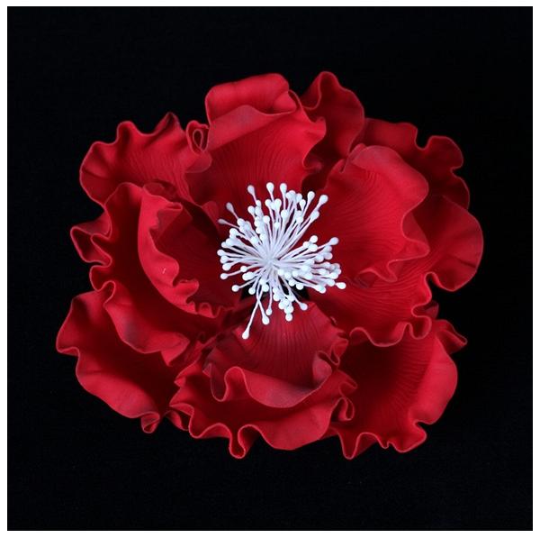 Peony Gumpaste Flower 6" - Red 600