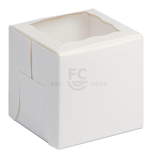 4X4 Single White Cupcake Box 600