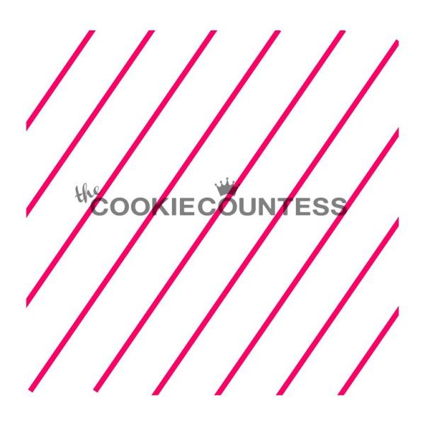 Diagonal Thin Stripe Cookie Stencil - the Cookie Countess 600