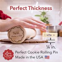 Cookie Rolling Pin 1/4-in. Fixed Depth Hardwood Made in the USA by Ann Clark 200