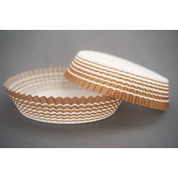 Round Baking Cup 3" X 7/8" W/Brown Stripe Pkg of 2,000