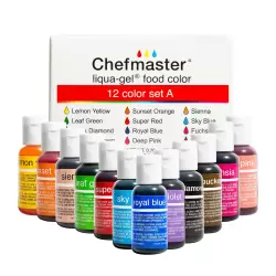 12 Color Kit A 0.7 oz Liqua-Gel Food Color by Chefmaster