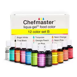 12 Color Kit B 0.7 oz Liqua-Gel Food Color by Chefmaster