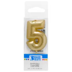 Gold Number 5 Candle 1.75" by Bakery Crafts