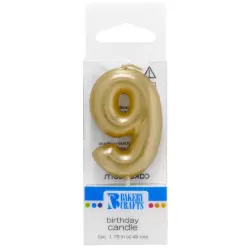 Gold Number 9 Candle 1.75" by Bakery Crafts