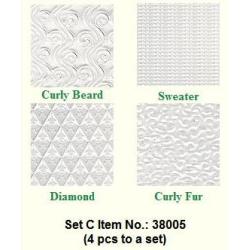 Impression Mat Set of 4; Curly Beard Sweater Diamond & Curly Fur