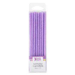 Slim Glitter Purple Candles 24 pcs 3.5" by Bakery Crafts