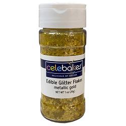 Gold Metallic Edible Glitter Flakes - 1oz