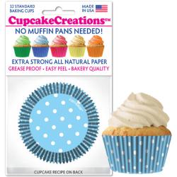 Light Blue Polka Dot Cupcake Liners - pkg of 32