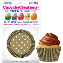 Gold Polka Dot Cupcake Liners - pkg of 32