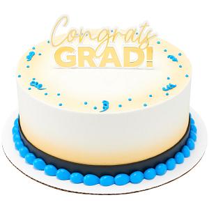 Congrats Grad Gold Vertical Cake Topper - Pack of 12 300
