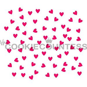 Scattered Hearts Cookie Stencil - The Cookie Countess 300