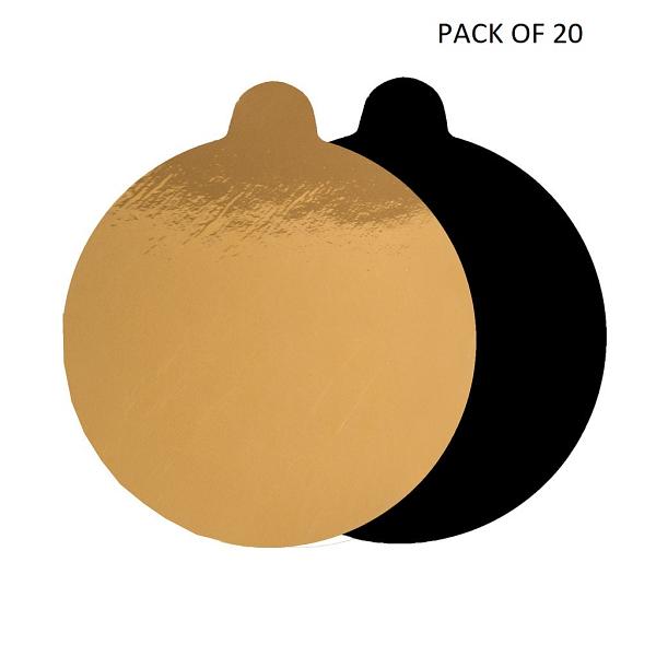 Black/Gold 0.050\" Round Thin Tab Board - 3 1/4\" - PACK OF 20