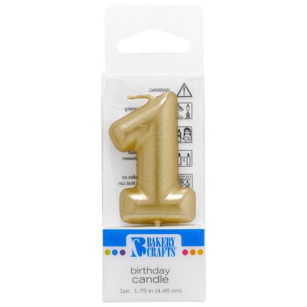 Gold Number 1 Candle 1.75\" by Bakery Crafts