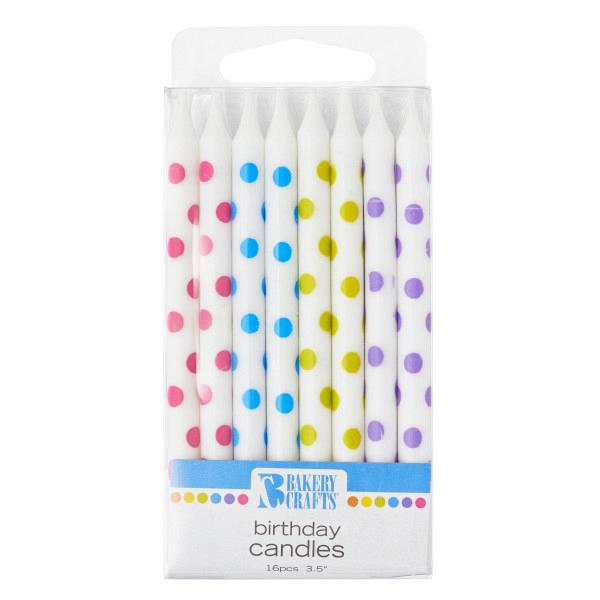 Dotted White 3.5\" Candles - 16 pcs by Bakery Crafts