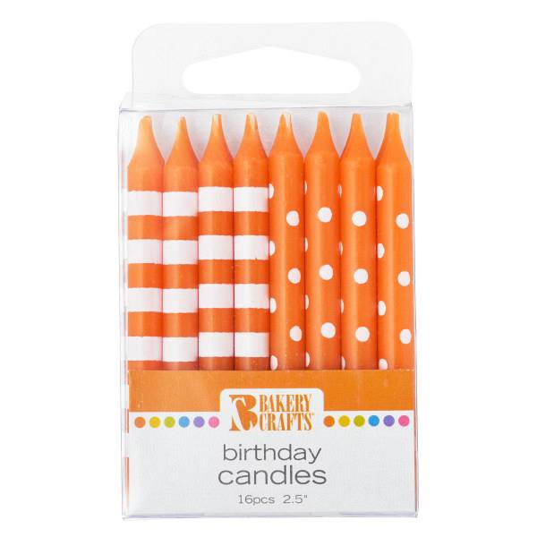Stripes & Dots Orange 16 pcs 2.5" by Bakery Crafts 600