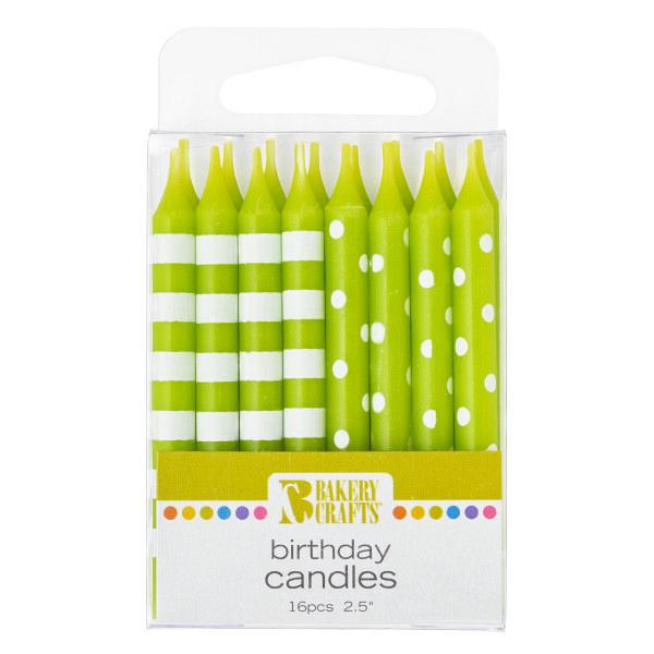 Stripes & Dots Lime Candle 16 pcs 2.5" by Bakery Crafts 600