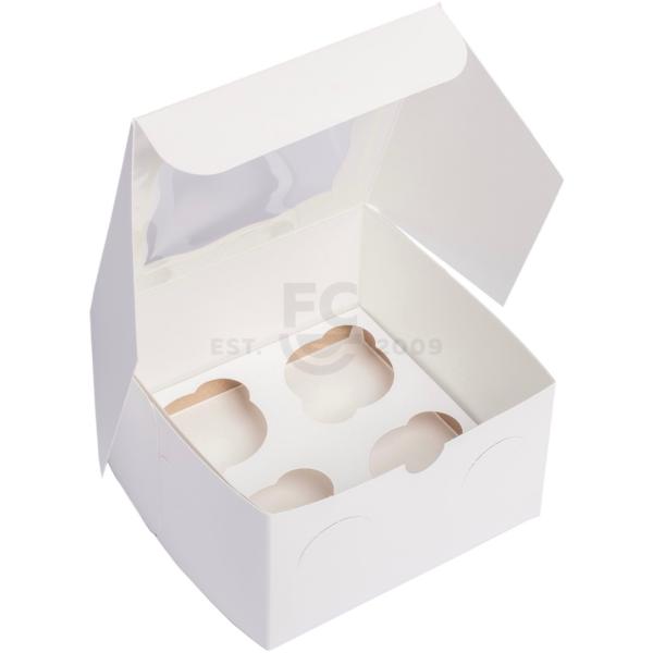 7X7X4 White Cake Box with Window 600