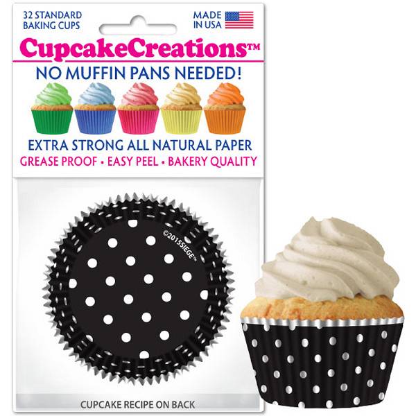 Black & White Polka Dot Cupcake Liners - pkg of 32