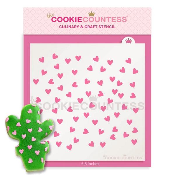 Scattered Hearts Cookie Stencil - The Cookie Countess 600