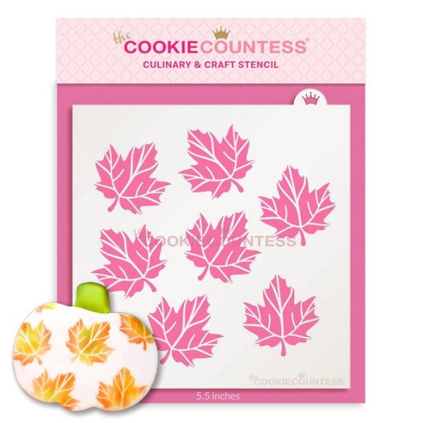 Maple Leaves Cookie Stencil - The Cookie Countess 600