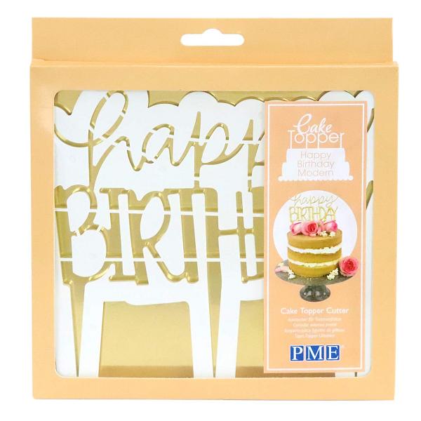 Happy Birthday Modern Cake Topper Cutter by PME