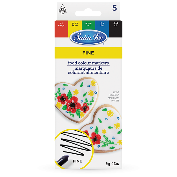 Satin Ice Food Colour Markers 5 Fine Tip 600