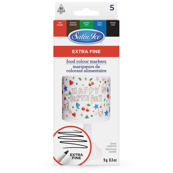 Satin Ice Food Colour Markers 5 Extra Fine Tip 600