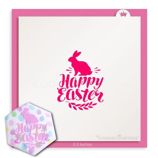 Happy Easter Cookie Stencil - The Cookie Countess 600