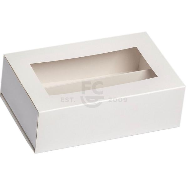 12 Macaron Box - White with Window & Insert - Package of 10