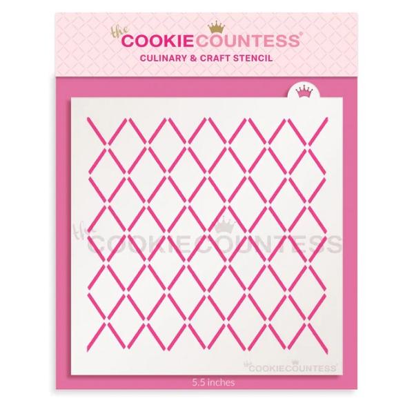 Argyle Lines Cookie Stencil - The Cookie Countess 600
