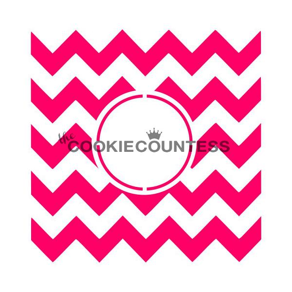 Chevron Monogram Cookie Stencil - the Cookie Countess 600