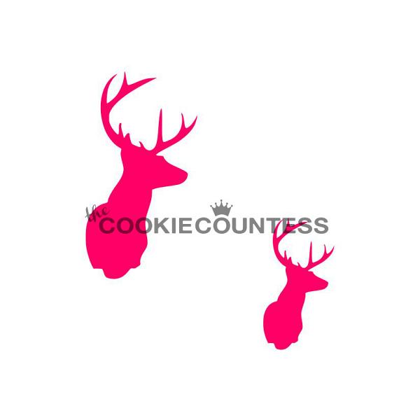 Deer Heads Cookie Stencil - The Cookie Countess 600