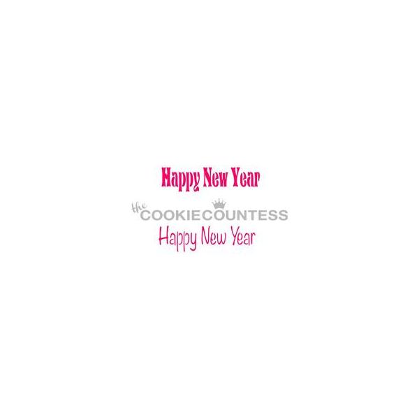 Happy New Year Cookie Stencil - The Cookie Countess 600