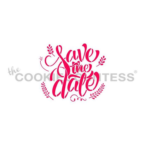 Save the Date Cookie Stencil - The Cookie Countess 600
