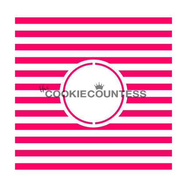 Stripes Monogram Cookie Stencil - the Cookie Countess 600