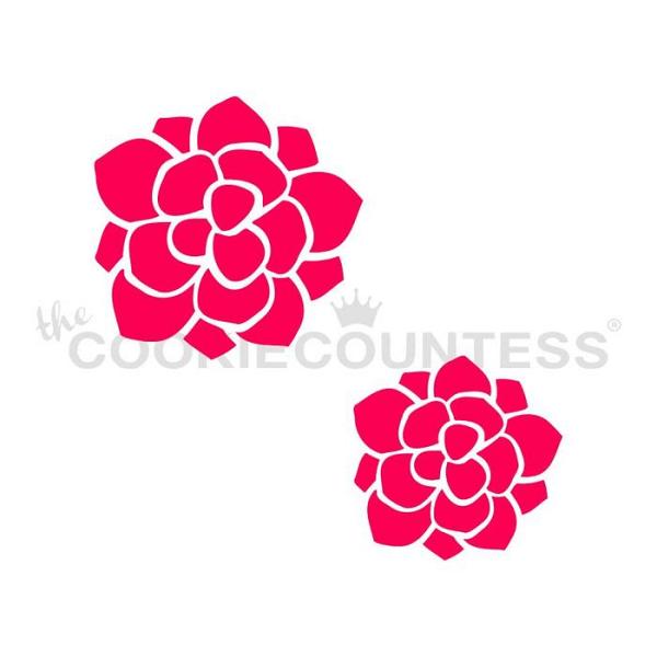 Succulents 2 Sizes Cookie Stencil - The Cookie Countess 600