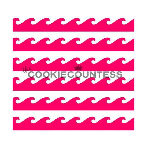 Ocean Waves Cookie Stencil - The Cookie Countess 600