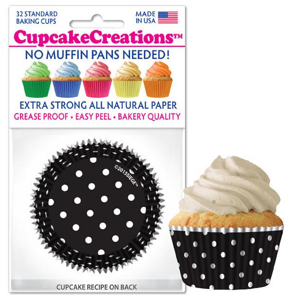 Black & White Polka Dot Cupcake Liners - pkg of 32 600
